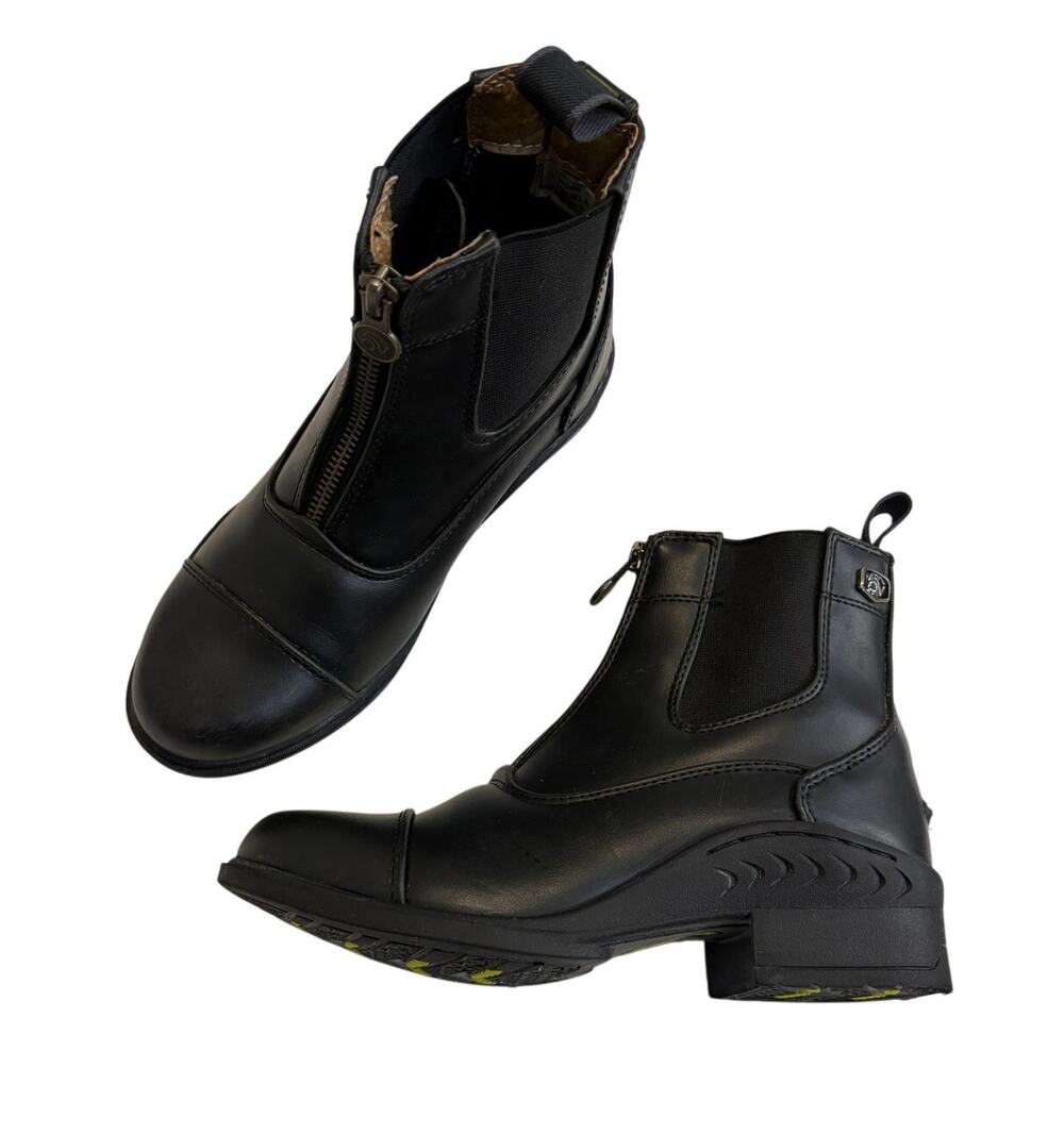 Ovation Child's 3 Quantum Zip Paddock Riding Boots Polished Black Faux Leather